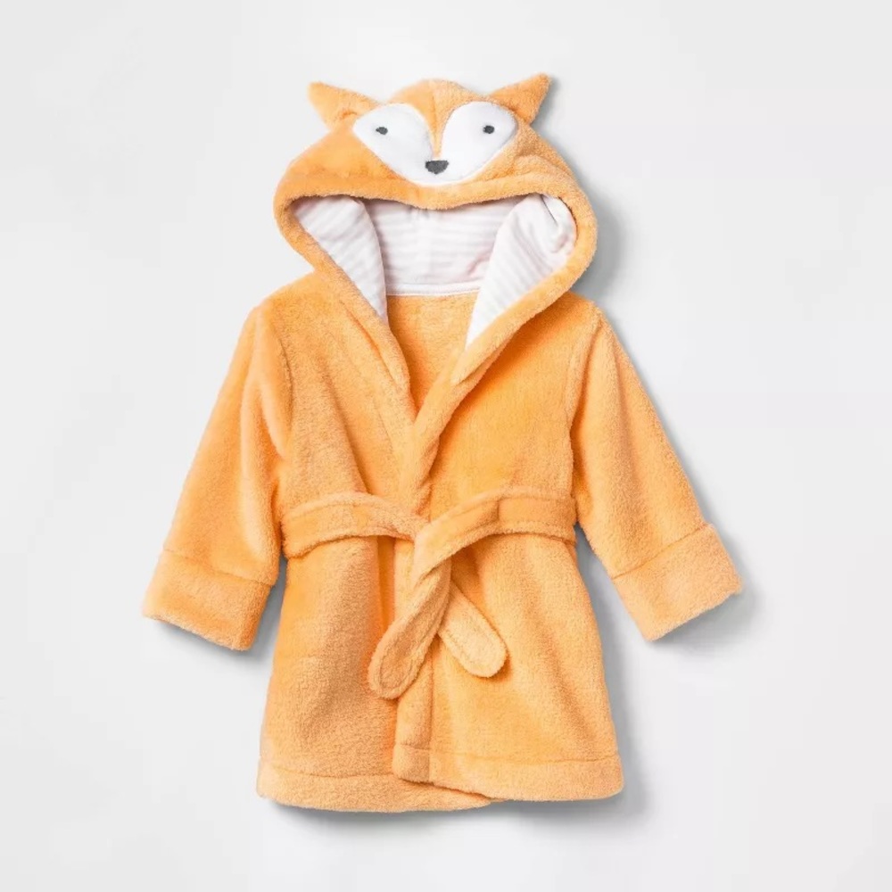 CLOUD ISLAND Baby 6-9 Month Plush Fox Hooded Bath Robe NWOT